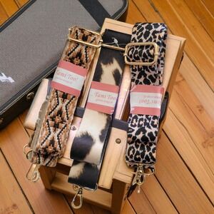 Set Of 3 Adjustable Tami Too Guitar Straps Leopard, Cow & Tribal Patterns